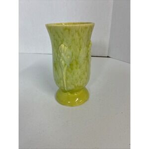 Vintage Shawnee Pottery 502-8 USA Chartreuse Green Drip Glaze Leaf Vase 8 Inch